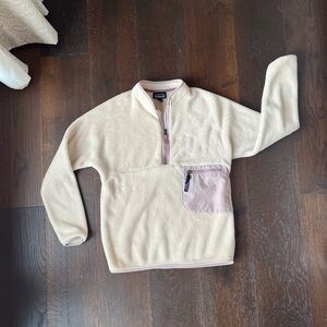 Patagonia Cream Half-Zip Sweater with Pink Accents